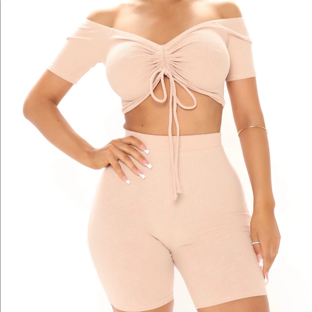 2 piece biker short set